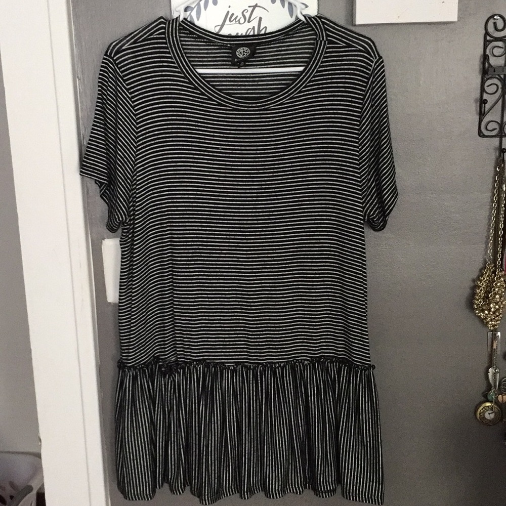 Black and white striped jersey material top